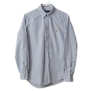 Ralph Lauren Long Sleeve Button Down Shirt Men's Medium Blue White Cotton